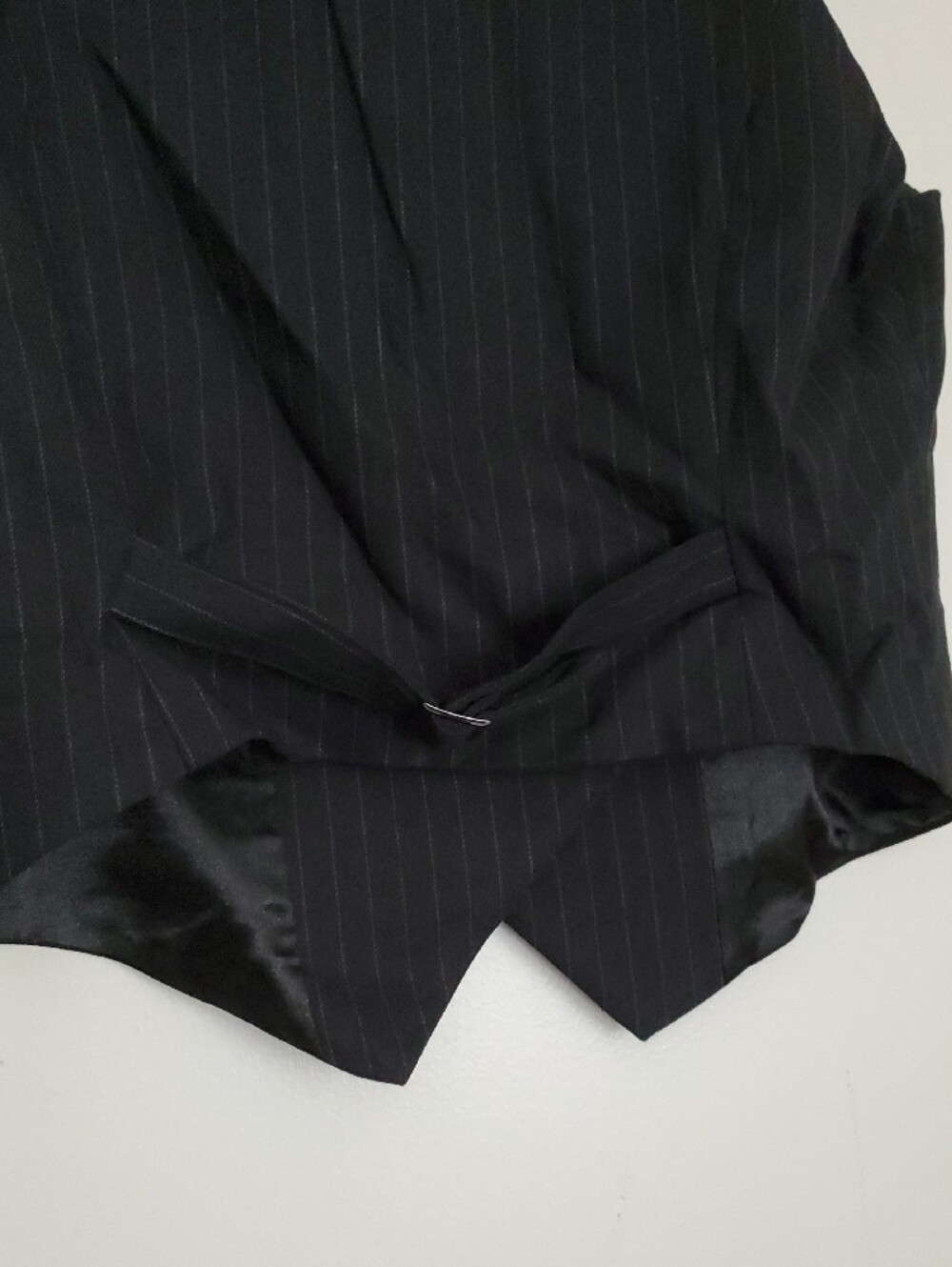 Social Collision Black Pinstripe Double-Breasted Girls Satin-Lapel Vest - Picture 12 of 14